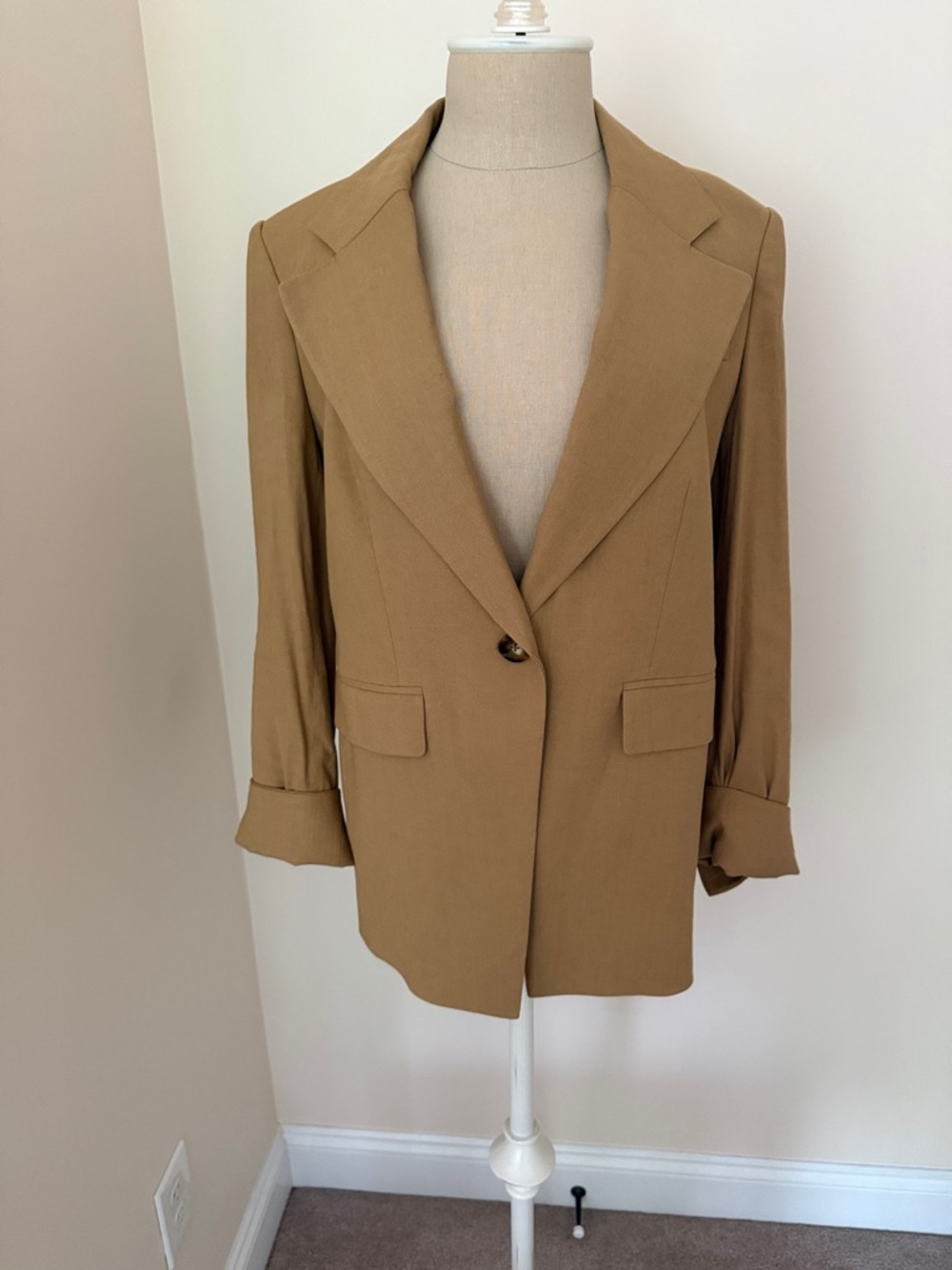 Veronica Beard Camel Single-Button Blazer
